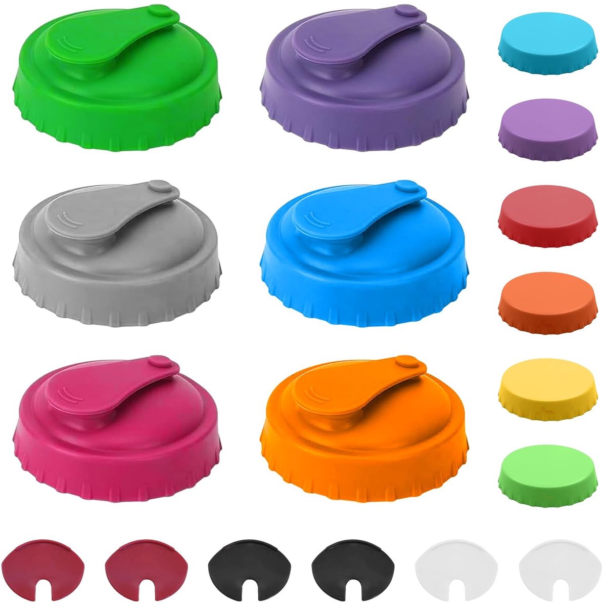 Dailygoods- Silicone Caps 12 Stuks - Herbruikbare Deksel - Voedselveilige Silicone - Lekvrij Ontwerp - Milieuvriendelijk - Kleurvariaties - Drankdeksel