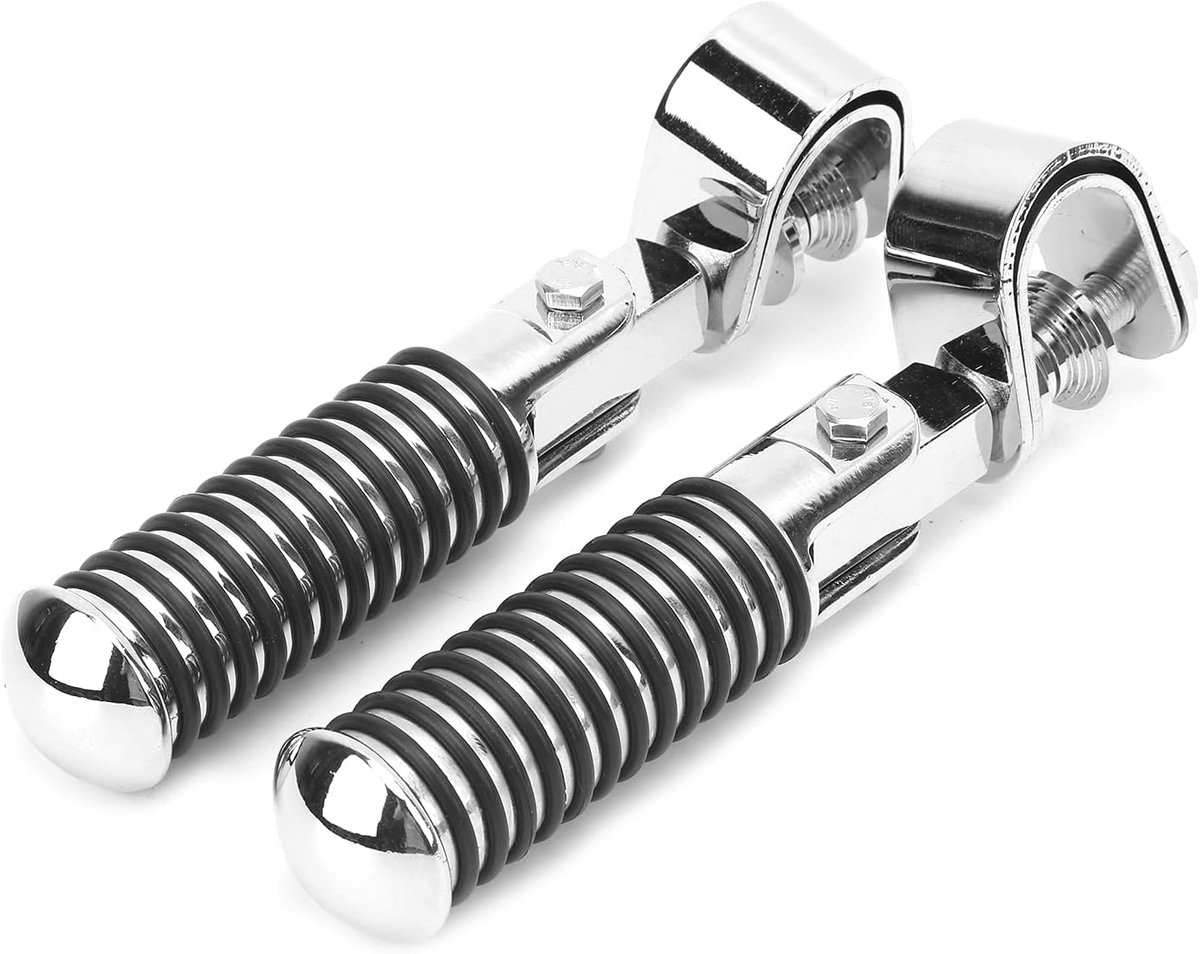 Motor Voetsteunen - Plaatsingsbeugels Motor - Comfortabel Rijden - 1 Inch Klembevestiging - 7-1/2 Inch Lengte - Zilver