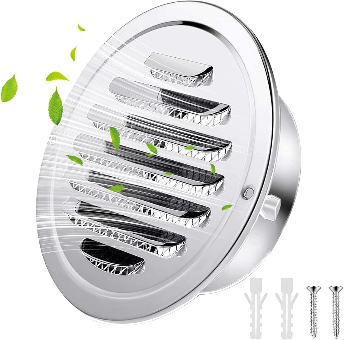 Ventilatie rooster - Insectenwering - Luchtcirculatie - Dubbele insectenbescherming - 142 mm diameter - Zilverkleurig