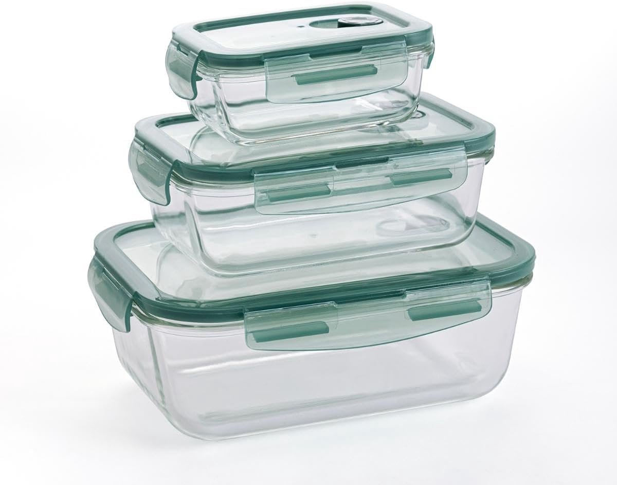 Luchtdichte Containers - Voedselbewaring Set - Keuken Organiseren - Glas met Ventiel - 3 D