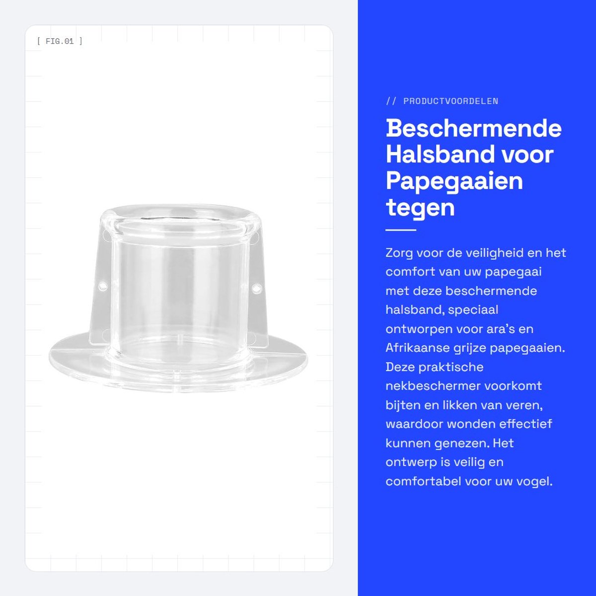 Dailygoods- Halsband Beschermend - Nekbescherming voor Papegaaien - Voorkomt Bijten/Likken - Wondgenezing - Comfortabel - Hoogwaardige Materialen - Herstelhalsband