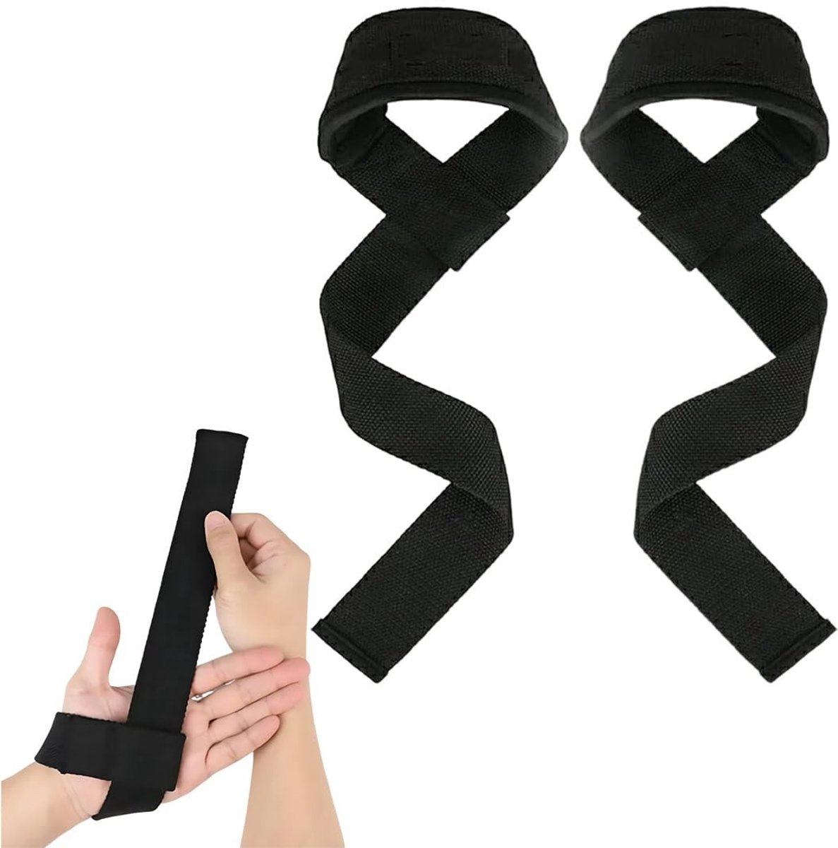 Dailygoods- Gewichthefbanden - Duurzaam katoen - Neopreen polsvoering - Voor deadlifts - Bodybuilding-accessoires - Vermindert onderarmvermoeidheid - Hefbands