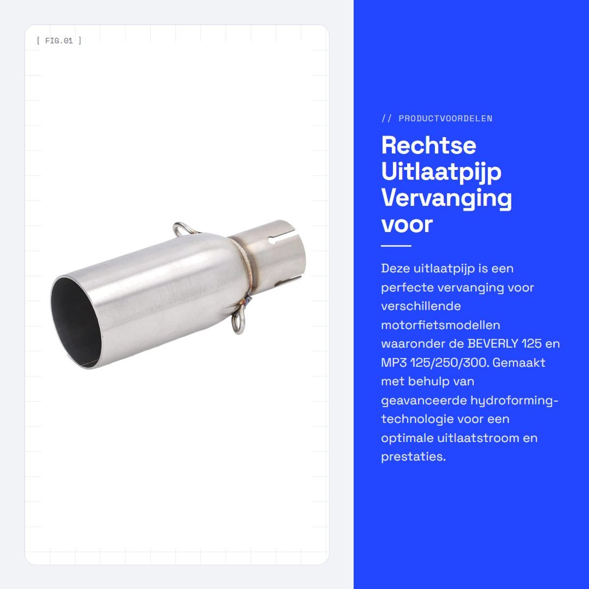 Dailygoods- Uitlaatpijp Perfecte Pasvorm - Vervangingspijp - Hoogwaardig Metaal - Hittebestendig - Glanzend Oppervlak - Hydroforming Technologie - Uitlaat