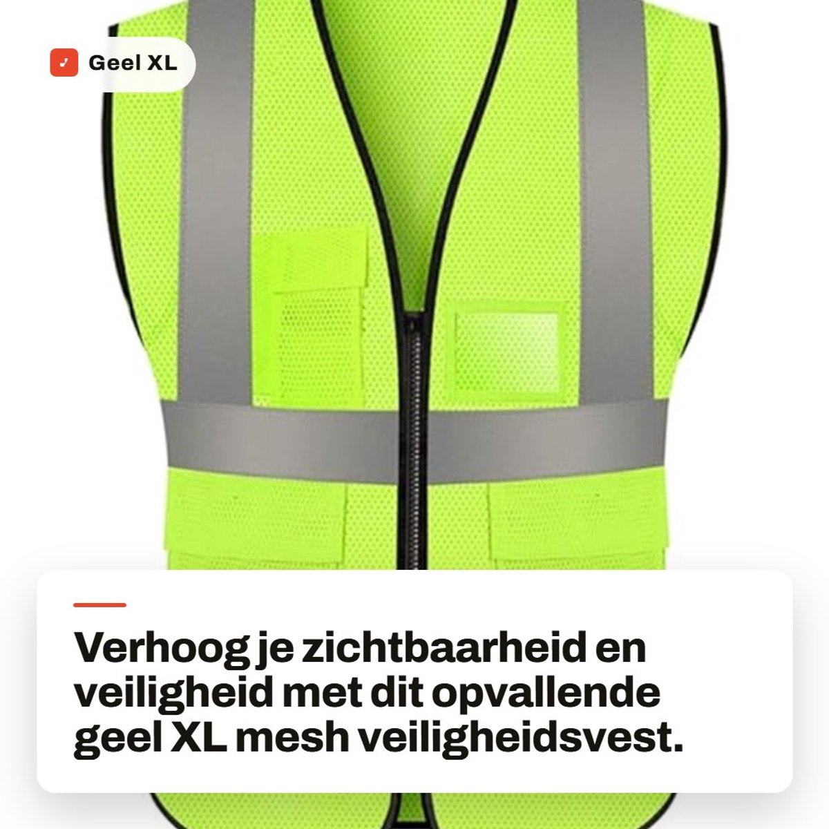 Dailygoods- Veiligheidsvest XL - Reflecterend/mesh - Hoge zichtbaarheid - Unisex - Multi pocket - Ademend/durzaam - Reflecterend Vest