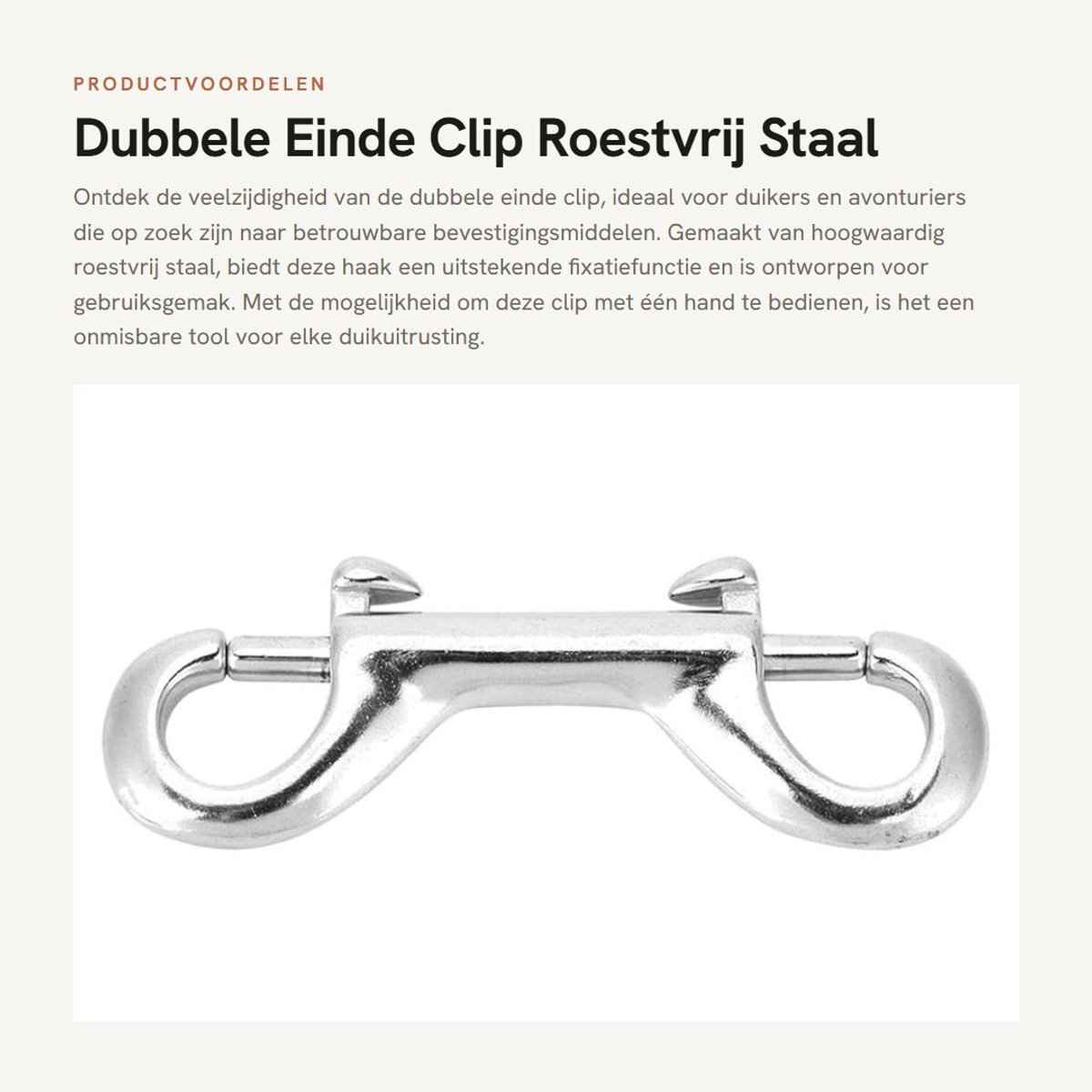 Dailygoods- Haak Dubbel Einde Roestvrij Staal - Duurzaam - Bevestigingsmiddel - Duiken - Eenvoudig te Gebruiken - Vijf Maten - Karabijnhaak