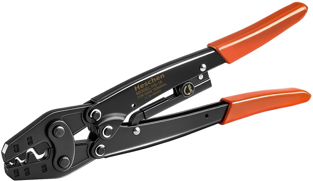 Dailygoods - Ratchet Terminal Crimping Tool - Crimp gereedschap - 1.5-16mm² - Handzaam formaat - Voor elektrische verbindingen - Geschikt voor auto-re...
