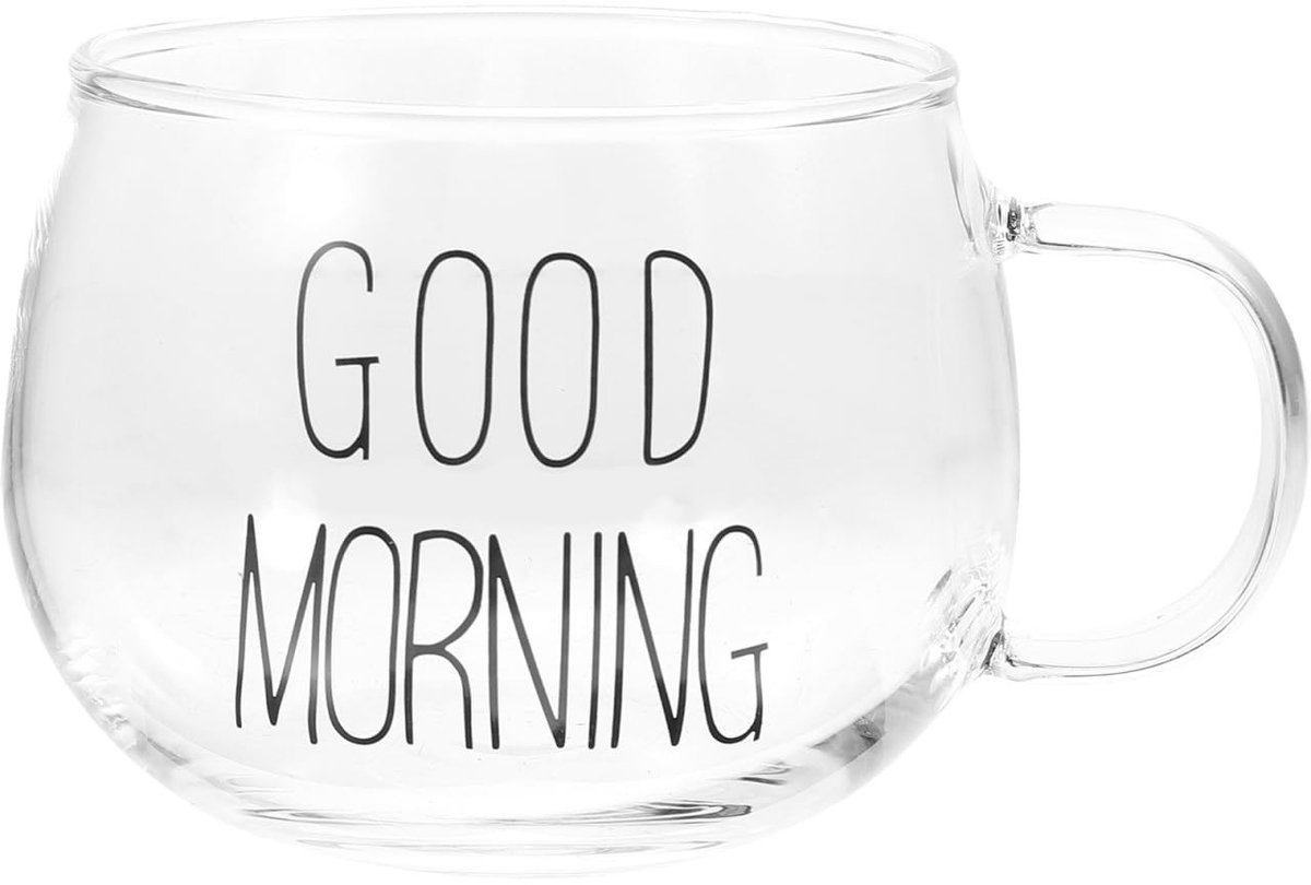 Dailygoods- Koffiemok 400 ml - Transparante Glazen Mok - Ontbijtmok - Melkbeker - Snackbeker - Elegant Design