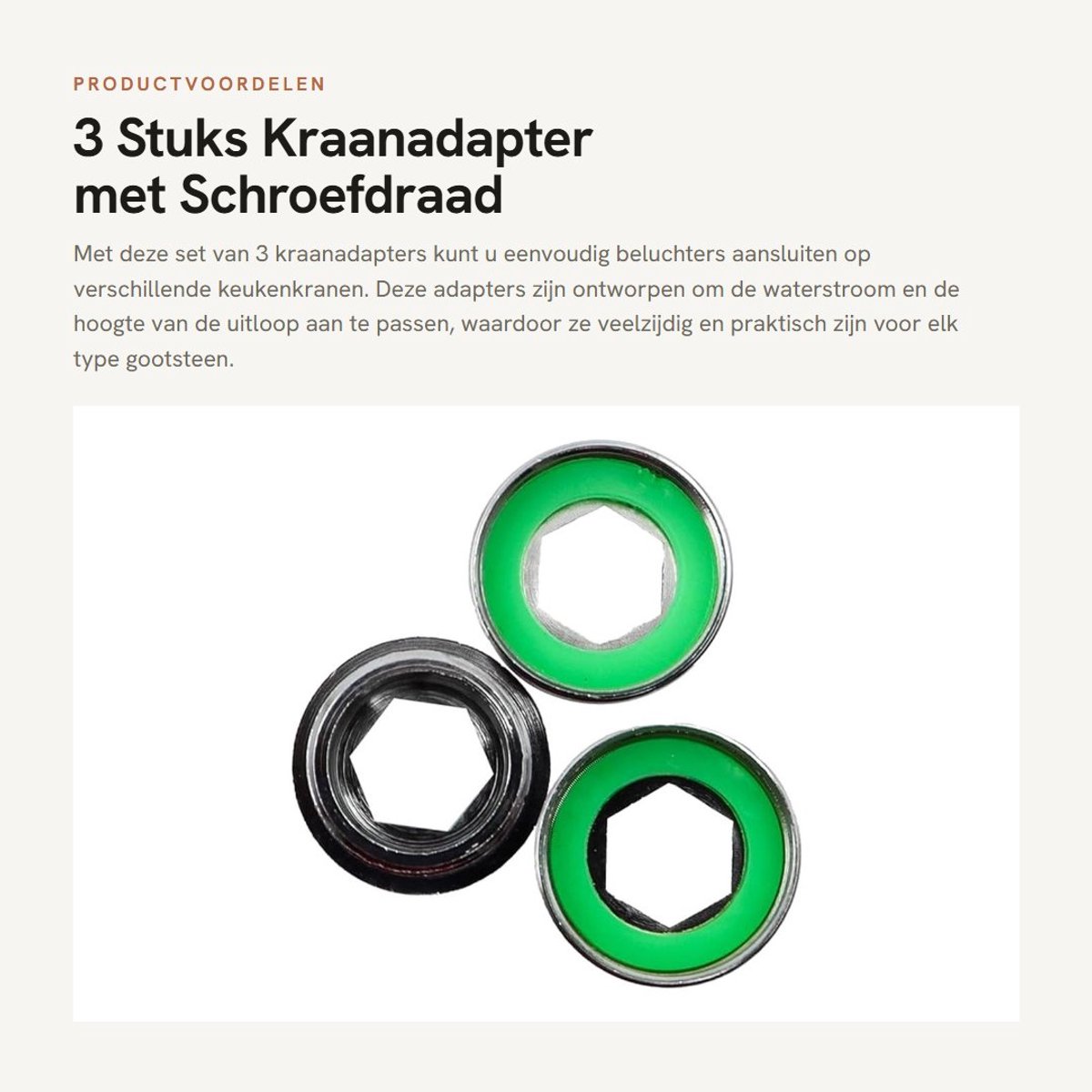 Dailygoods - 3 Stuks Kraanadapter met Schroefdraad voor Beluchters