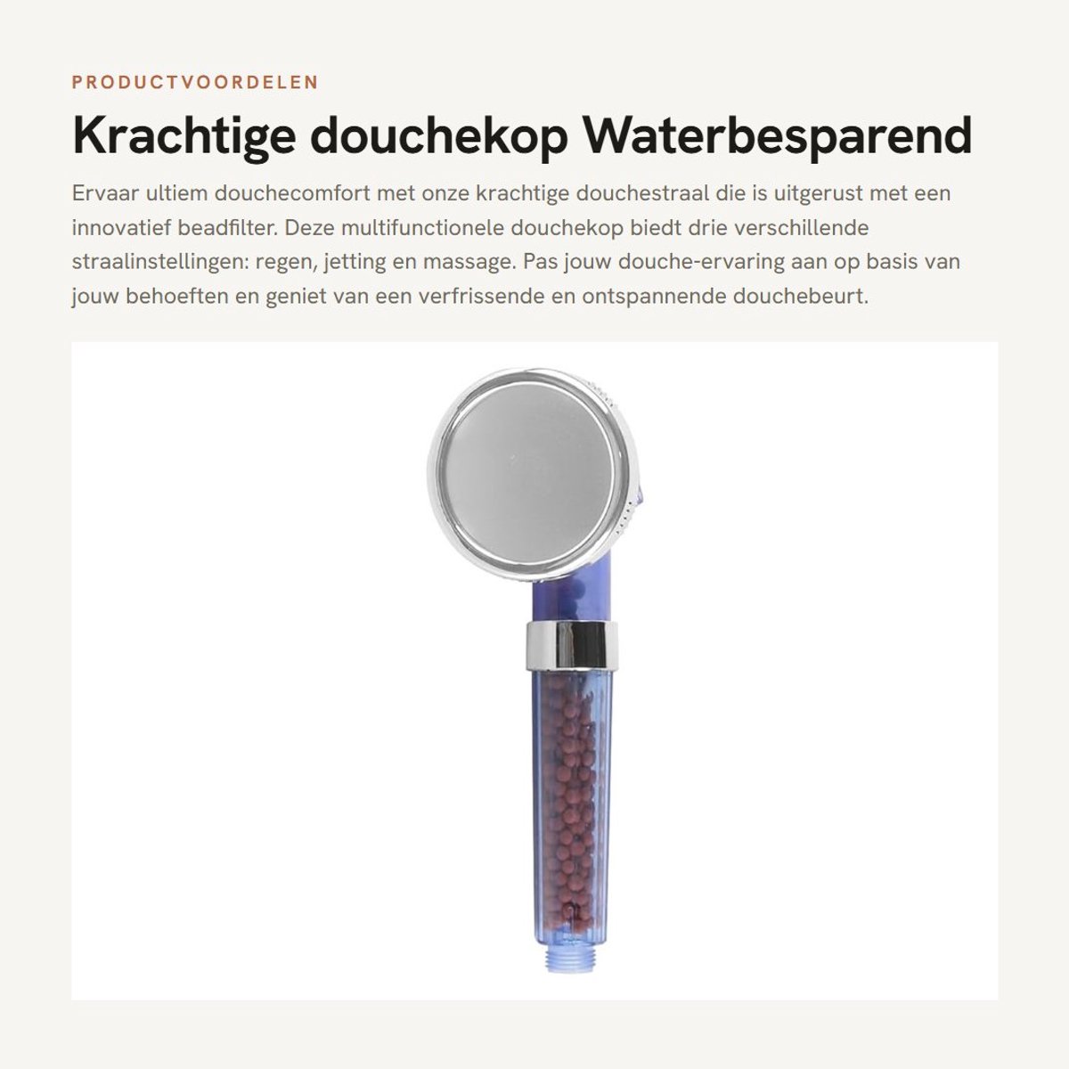 Dailygoods - Krachtige douchekop - Waterbesparend - Drukverhogende straal - 3 standen - Geschikt voor thuis en spa's - Modern design