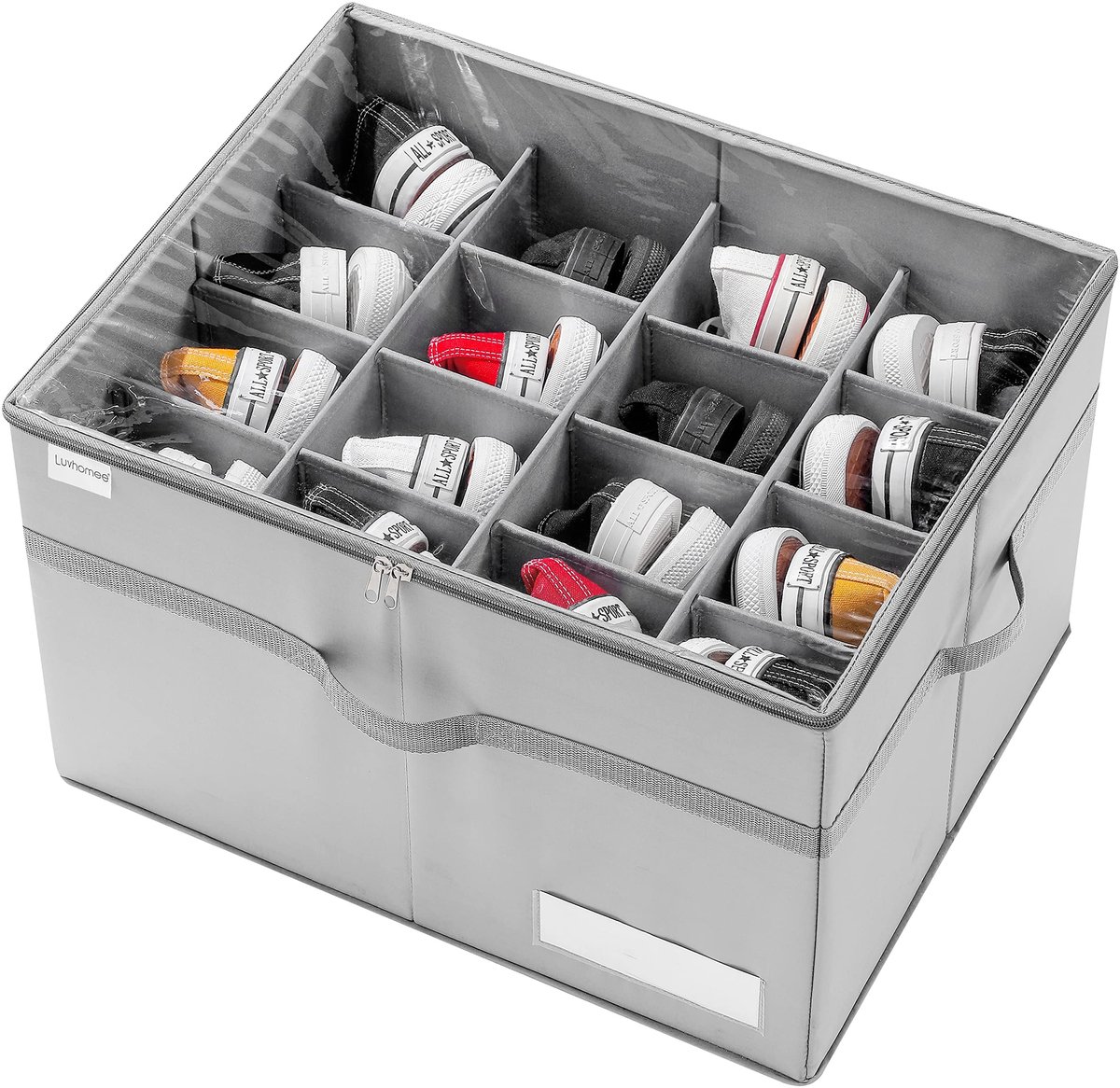 Dailygoods- Schoenopbergers Ruimtebesparend - Opvouwbare Schoenopbergers - Voor 16 Paar - Versterkte Handgrepen - Heldere Opbergers - Stevige Bodemsteun - Schoenenopslag