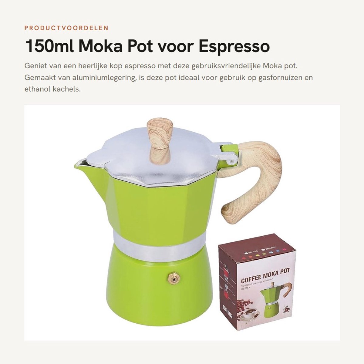 Dailygoods- Moka Pot 150ml - Aluminiumlegering - Koffiepot voor 3 kopjes - Compact en draagbaar - Geschikt voor gasfornuis - Snelle warmtegeleiding - Koffiezetapparaat