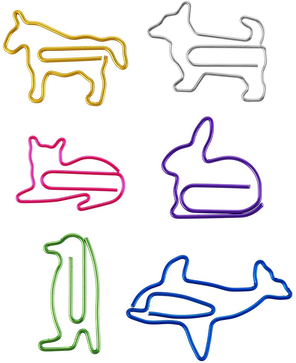 Dailygoods- Paperclips 30 Stuks - Dieren Motief - Bladwijzers - Kantoor/School - IJzer - Gekleurde Ontwerpen