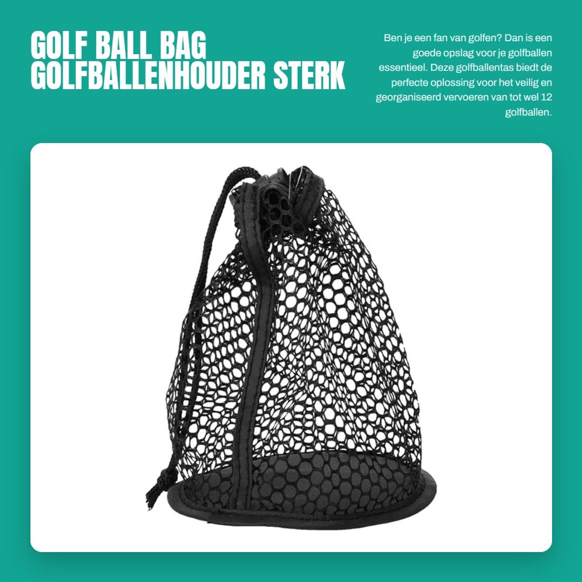 Dailygoods- Opberghouder Dubbele Mesh - Nylon Tas - 12 Ballen - Sterk - Duurzaam - Lichtgewicht - Draagbaar - Ballentas
