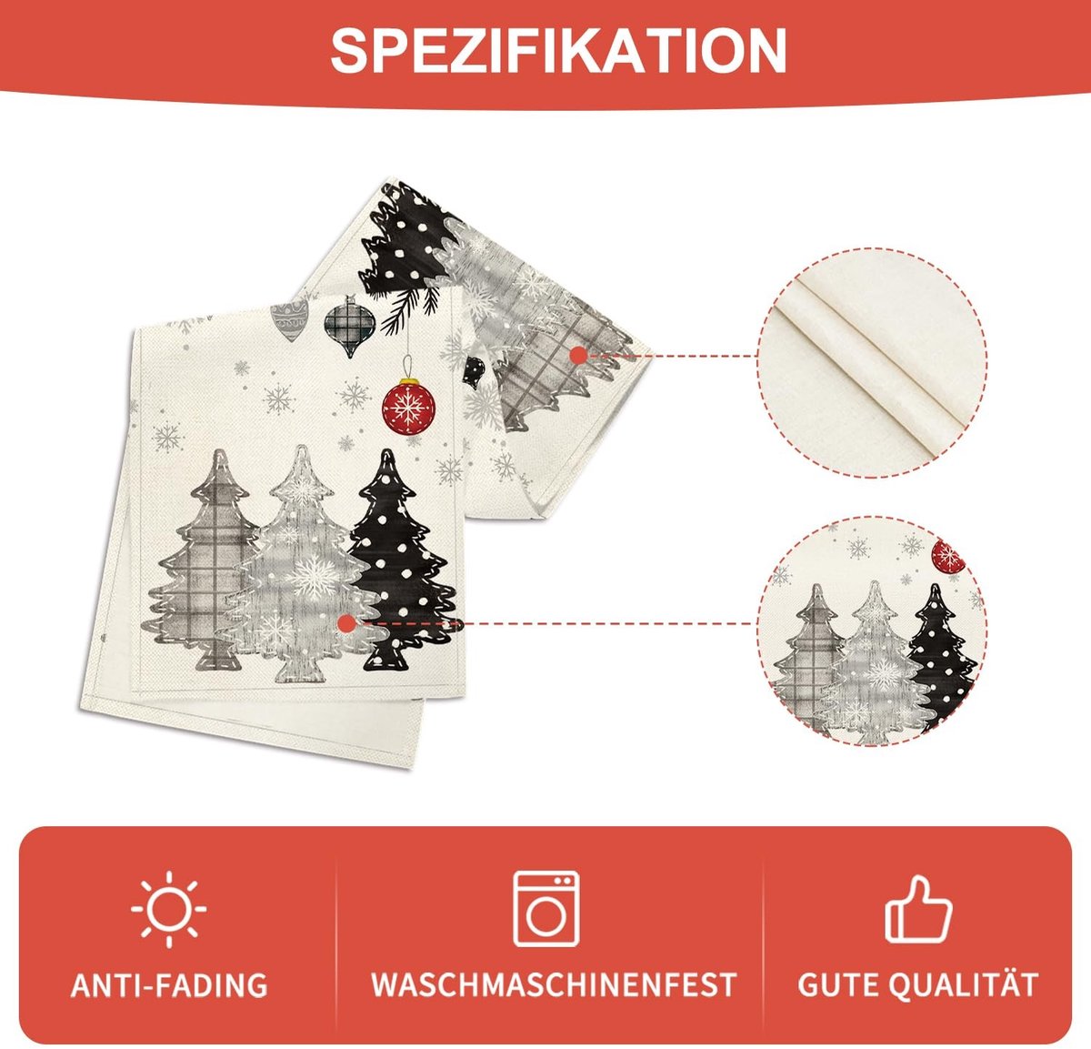 Dailygoods - Kersttafelloper met Grijze Bomen voor Binnen