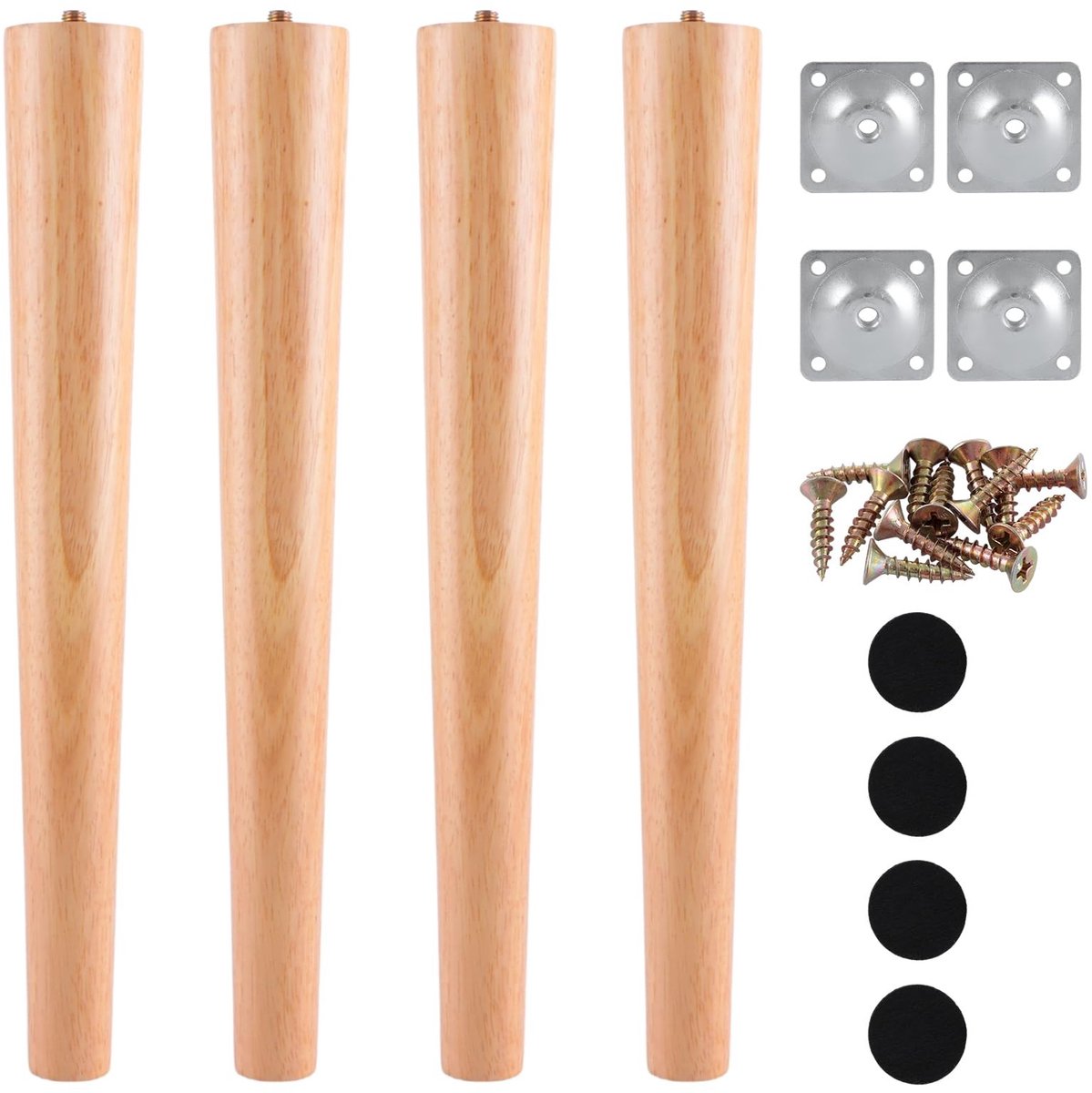 Dailygoods - Meubelpoten - Vervangende tafelpoten - Houten poten 40 cm - Rond eiken - Voor banken en eettafels - Hoogwaardige meubelpoten