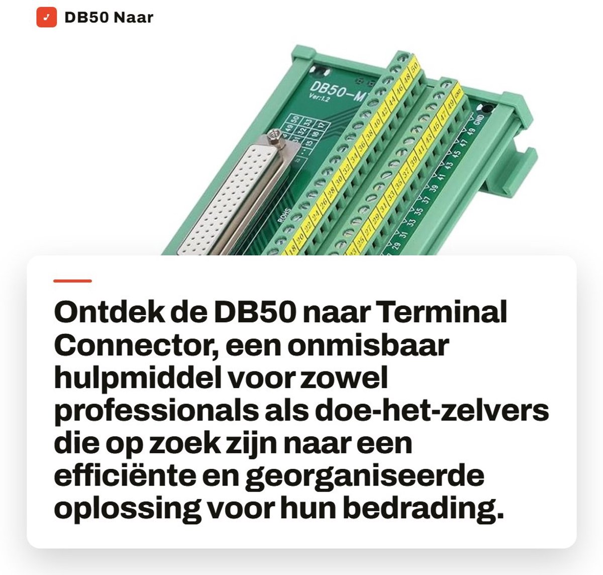 Dailygoods - DB50 Naar Terminal Connector - Compacte Printplaat - Geprinte Labels - Draadbereik 14-26AWG - DC 60V - Ideaal voor Klussen