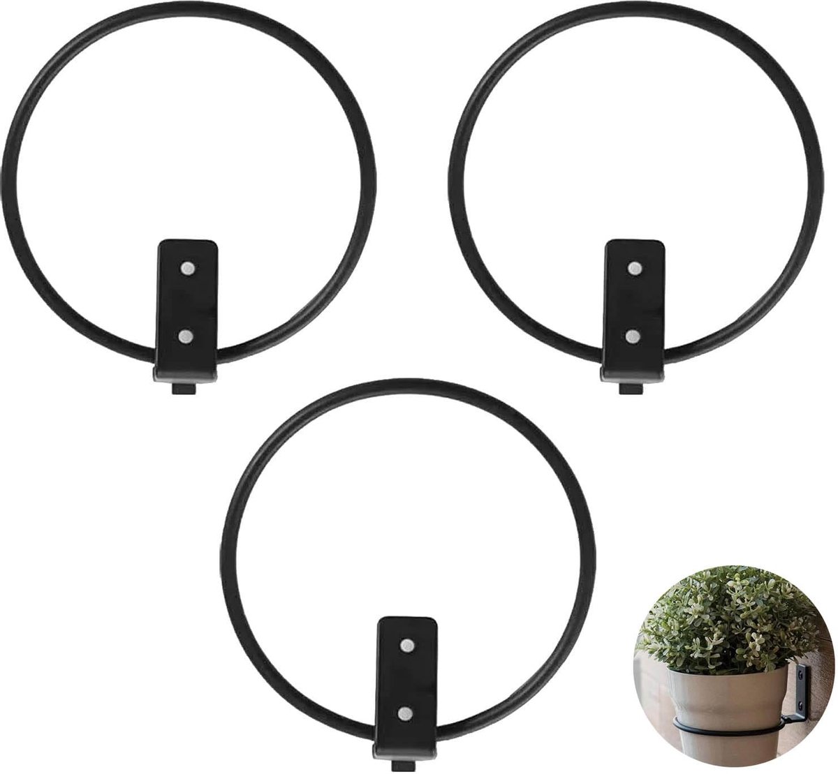 Dailygoods - 3 Stuks 6 Inch Muurgemonteerde Bloempot Houder - Metalen Plant Pot Hanger