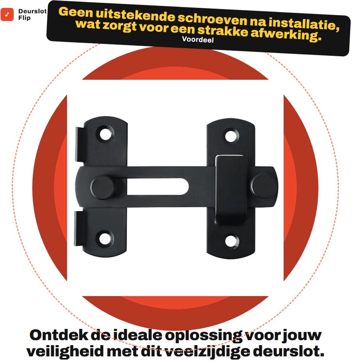 Dailygoods - Deurslot Flip Klink Hasp - Roestvrij Staal Vergrendeling - Matzwart - Veiligheid voor Deuren en Ramen - Geschikt voor Tuin en Kast