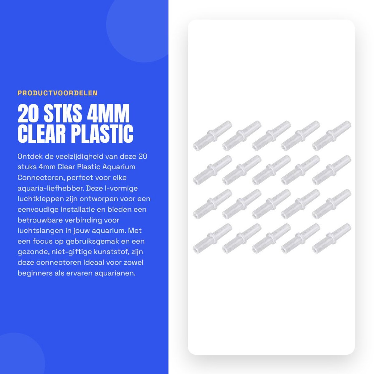 Dailygoods- Luchtklep 2-Weg Type - 20 Stuks - Kunststof Connectoren - Aquarium Luchtslang - I-Vormig Buiskoppeling - Eenvoudig te Monteren - Luchtverdeler