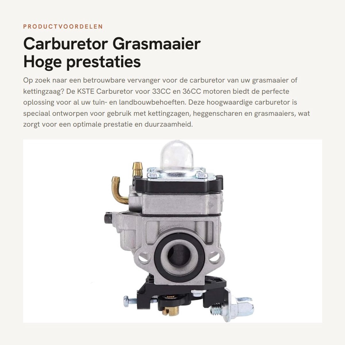 Allecto - Carburetor - Grasmaaier - Hoge prestaties - Geschikt voor