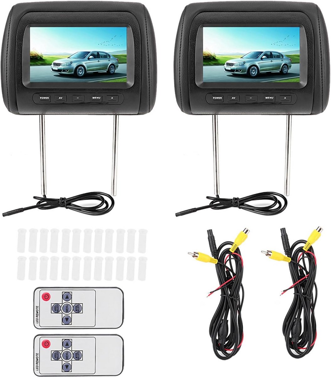 LCD Videoschermen - Hoofdsteun Monitors - Reizen Onderhouden - Draadloos Bedienbaar - 7 Inch - Zwart