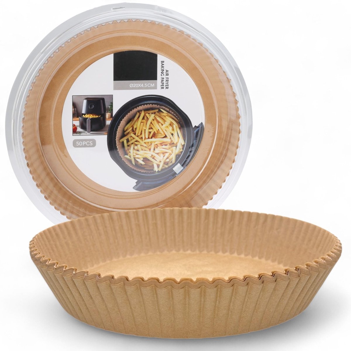 Dailygoods- Bakpapier Ongebleekt - Bakpapier voor Airfryer - Ronde Bakpapier-inzetstukken - Diameter 20 cm - 200 Stuks - Milieuvriendelijk en Hittebestendig - Bakpapierinzetstukken