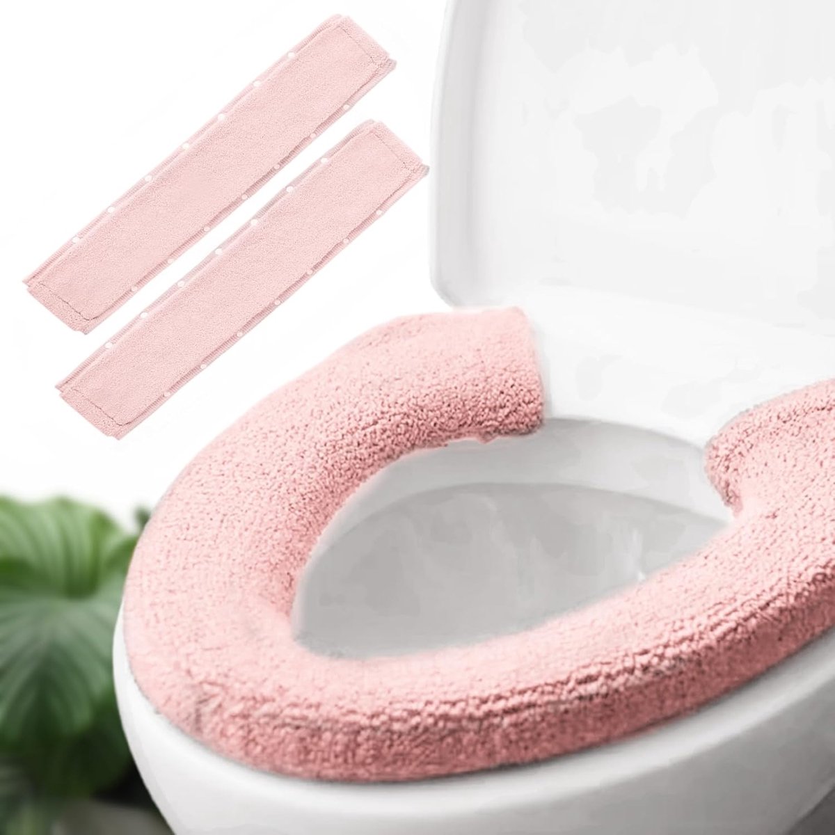 Toilethoes Warmer - Toiletbril Cover - Badkamer Comfort - Zachte Acrylvezels - 45-74 inch - Lichtroze