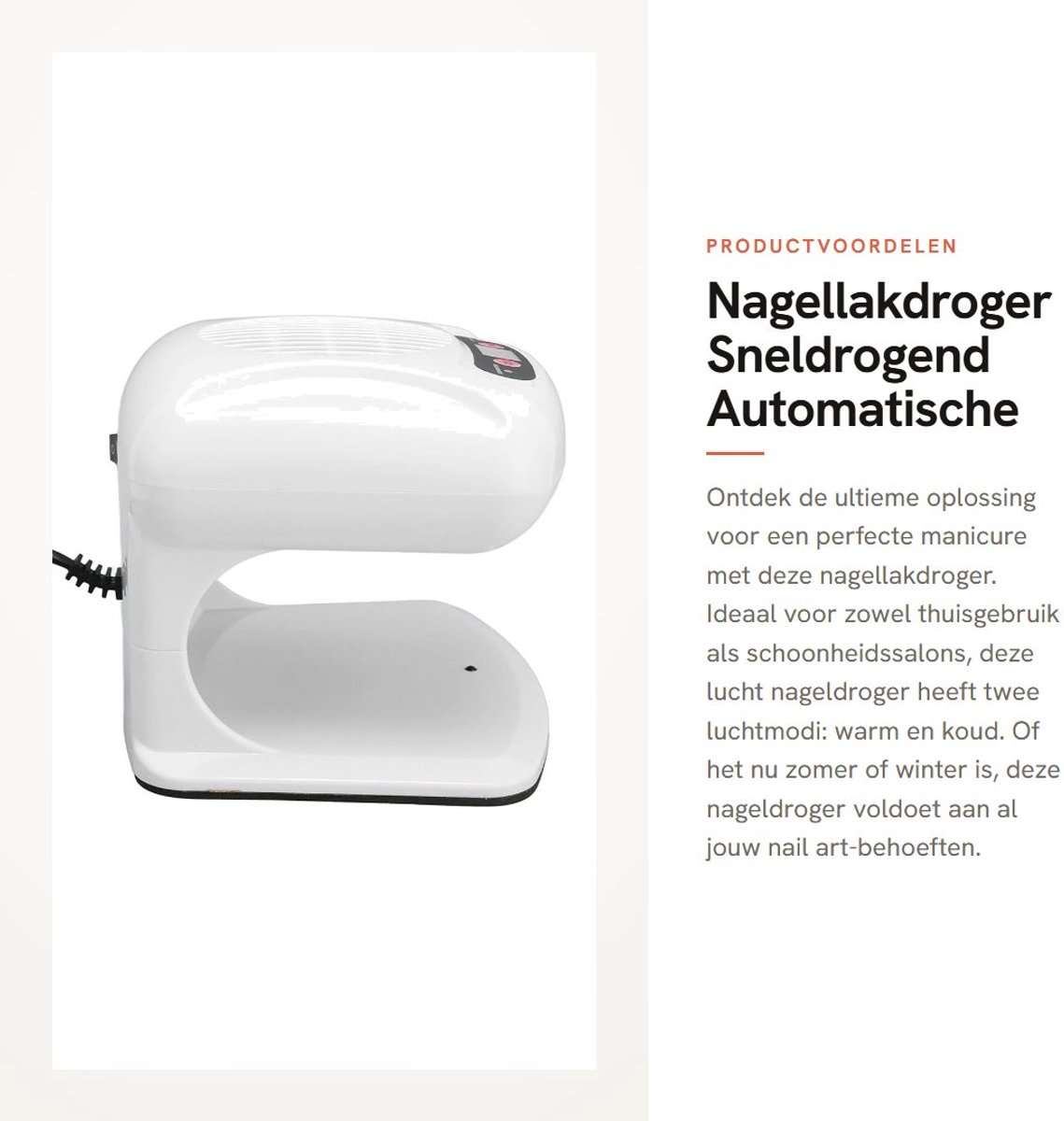 Dailygoods- Nagellakdroger Sneldrogend - Nageldroger voor Normale Nagellak - Lucht Nagellakdroger - Automatische Sensor - 300W Vermogen - Warme/Koude Lucht