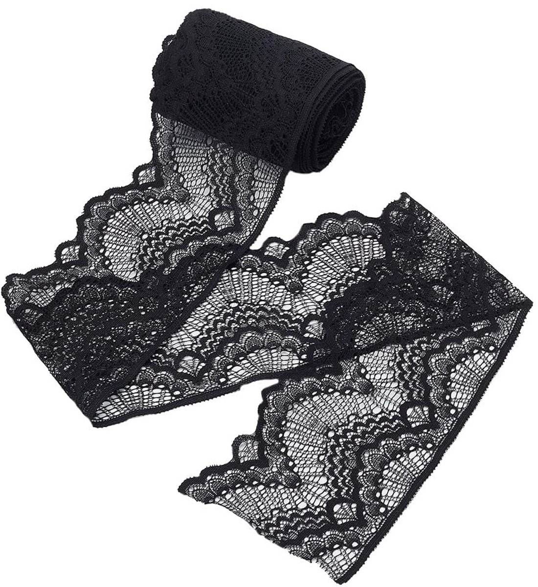 Dailygoods- Kant 10,9 Yard - Rekbaar Lint - Zwart Kant Trim - Elastische Trim - DIY Naaien - Decoratie Benodigdheden