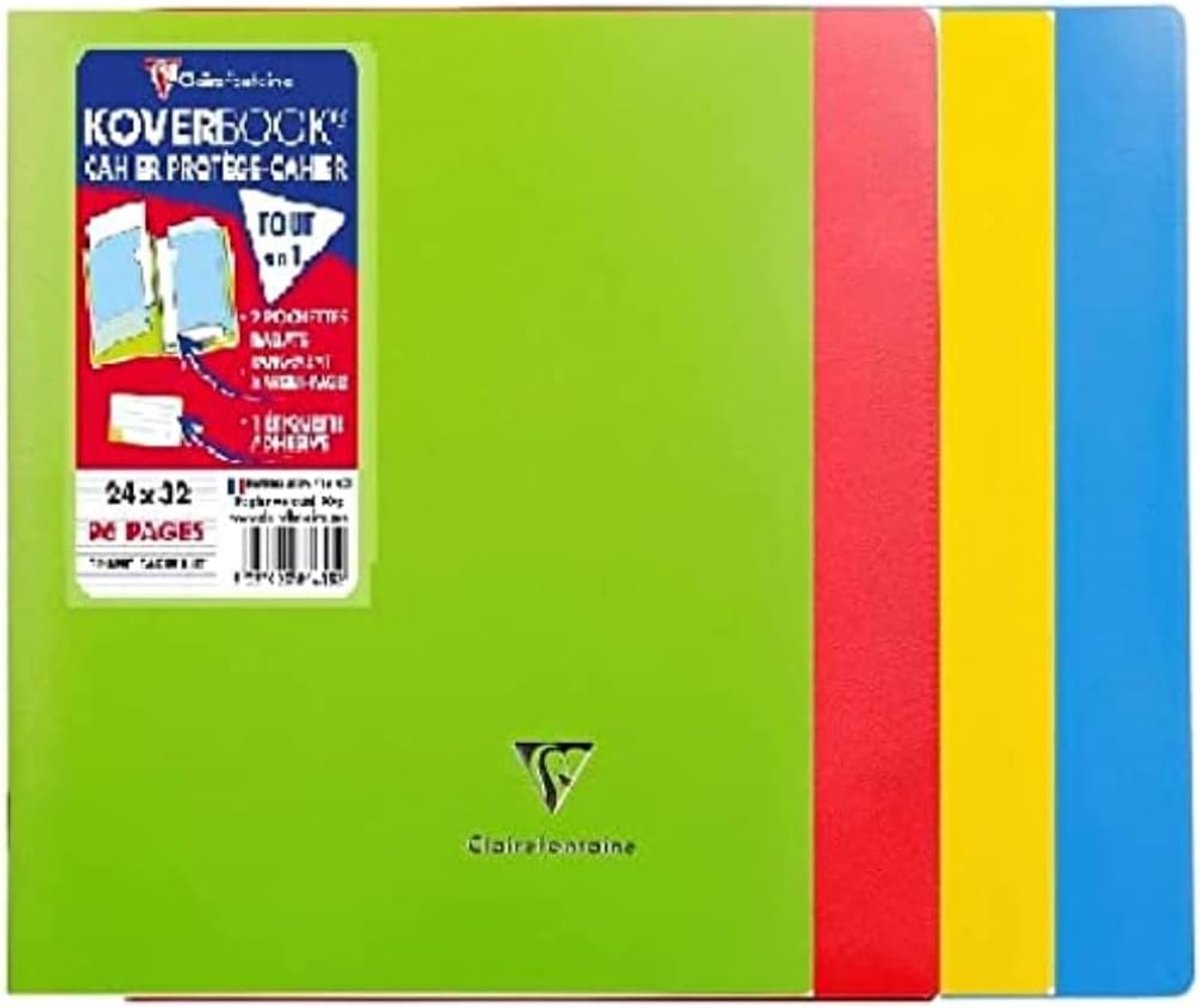 Cursusblok Koverbook - Notitieboek met klep - Schoolwerk organiseren - 100% gerecyclede omslag - 24 x 32 cm