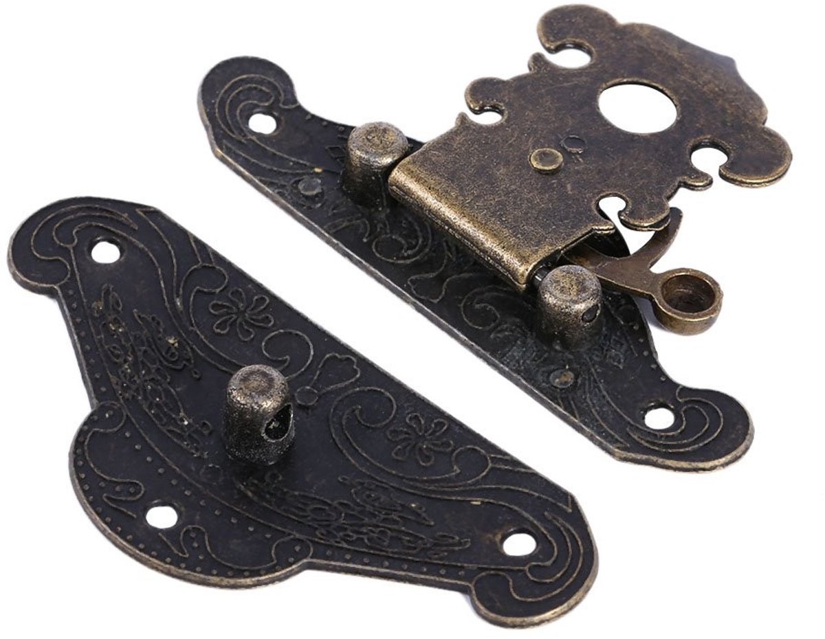 Dailygoods- Hasp Antiek Design - Kast Box Lock - Zinklegering - Brons - Eenvoudig te Installeren - Geschikt voor Houten Kisten - Kastslot