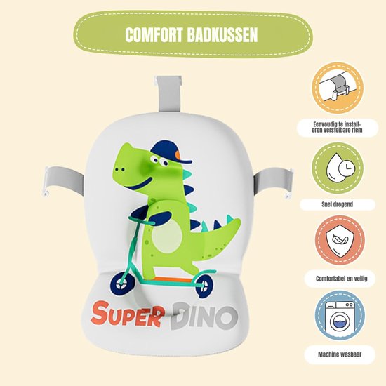 QIN® Baby Badje met Standaard - Baby Badje - Inklapbaar Bad - met Badkussentje en Ingebouwde Thermometer - Appelgroen - 63cm x 42cm x 20cm — afbeelding 2