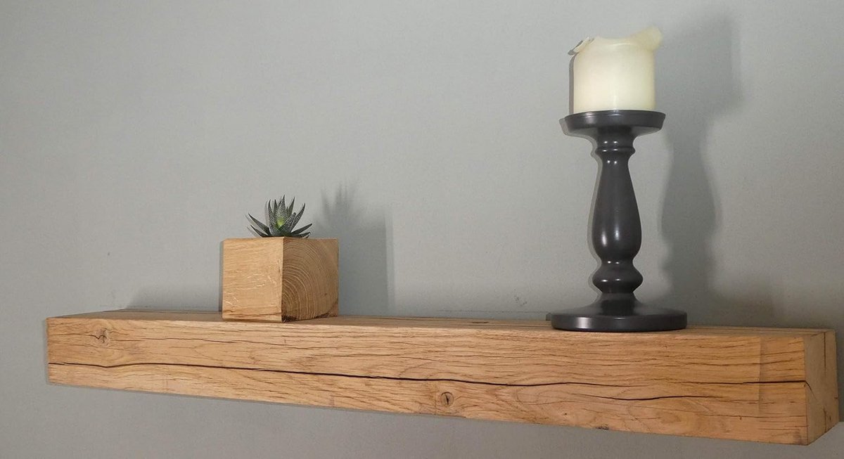 Eiken plank - Massief hout - Decoratief ophangen - Uniek rustiek design - 100 cm breed - Natuurlijk