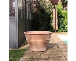 Terracotta Bloempot - Plantenbak Buiten - Tuin Decoratie - Handgemaakt Op Wiel - 50 cm - Beige