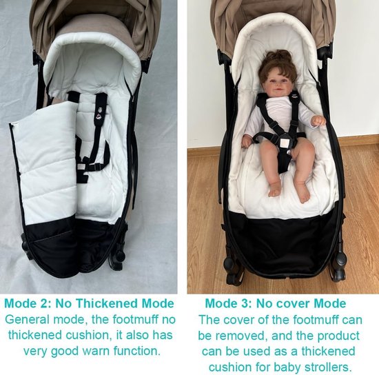 Warme Kinderwagen Zak - Baby Voetenzak - Comfortabel Reizen - Universeel Pasvorm - 95 cm - Taupe — afbeelding 2