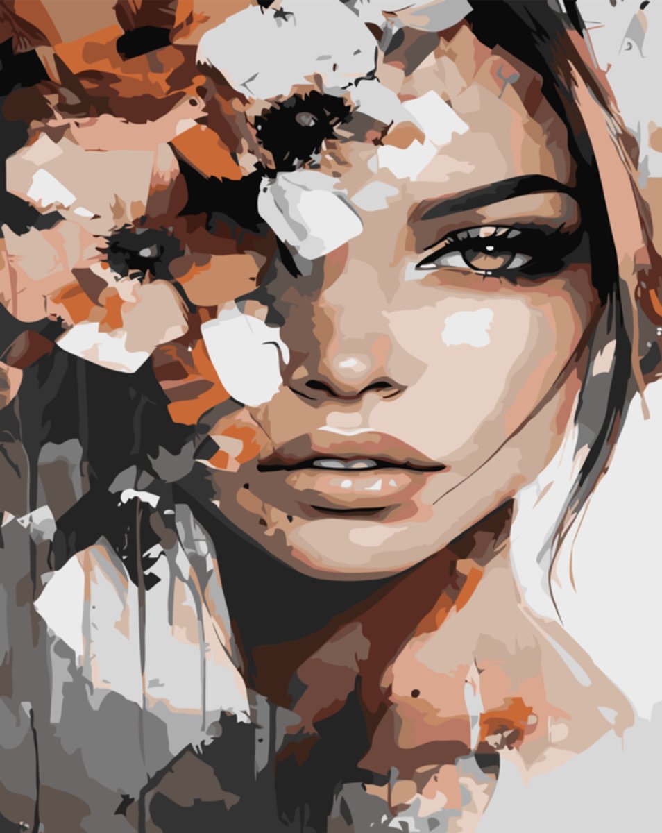 MET FRAME - Paint by numbers Volwassenen – schilderen op nummer – Creatieve hobby – Ontspanning thuis – Cadeau idee – Compleet pakket – DIY decoratie – Portret vrouw bloemen – Gentle Power