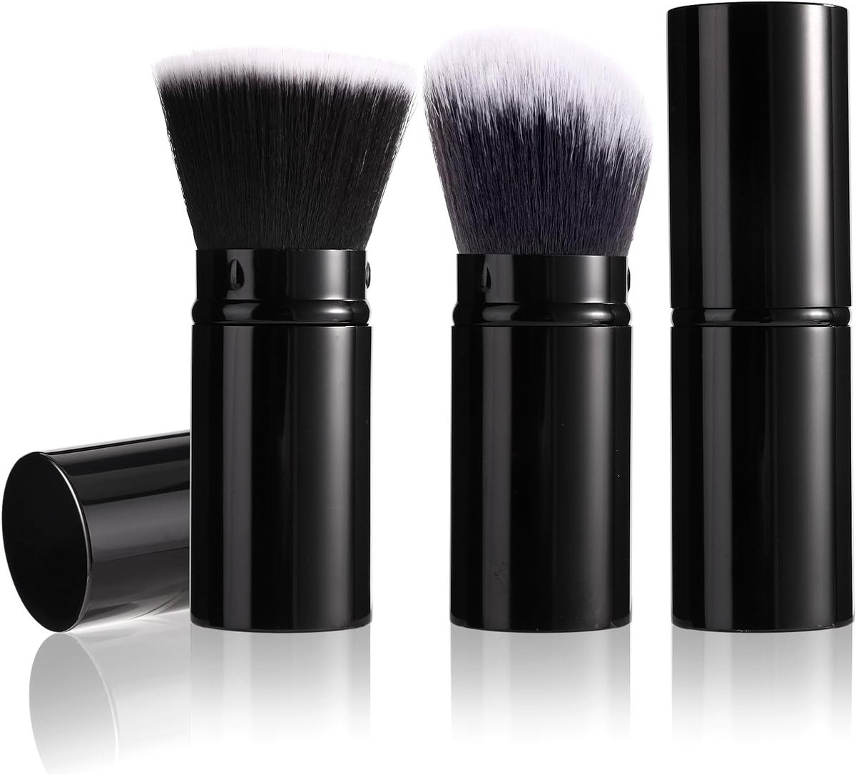 Multifunctionele Reiskwasten Set - 2-in-1 Kabuki Poederkwast en Blushkwast voor Make-up en Bronzer, Perfect voor Reisgebruik en Cosmetica