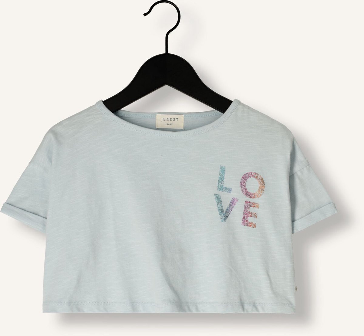 JENEST Lizzy Cropped T-shirt Tops & T-shirts Meisjes - Shirt - Lichtblauw - Maat 98/104