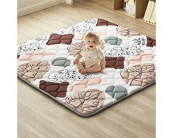 Baby kruipmat 150x150 cm - Opvouwbaar speelkleed met bladeren en dierenprint - Zachte en veilige speelmat voor baby's