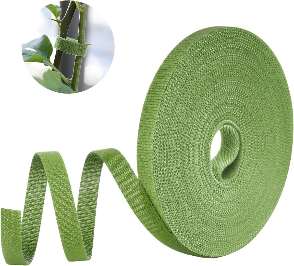 Duurzame Tuinband, 15m x 10mm Groene Tuin Tape, Herbruikbare Zelfklevende Kabelbinders voor Planten, Klimop en Kabelbeheer