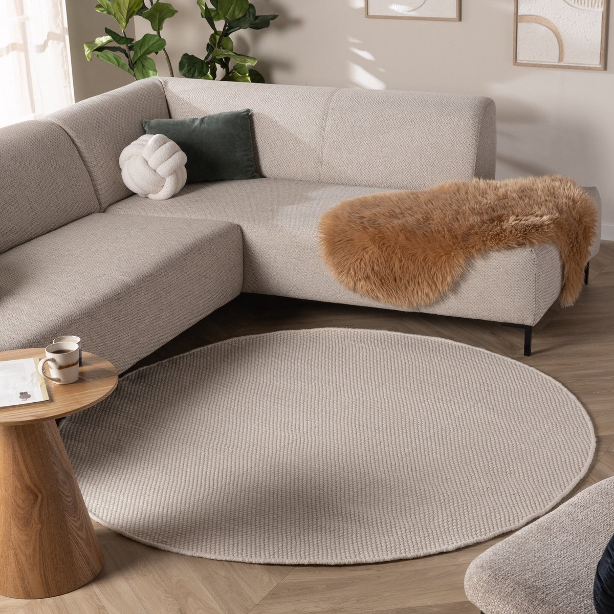 NATURL. Rond wollen vloerkleed - Bliss Creme - Ø 230cm