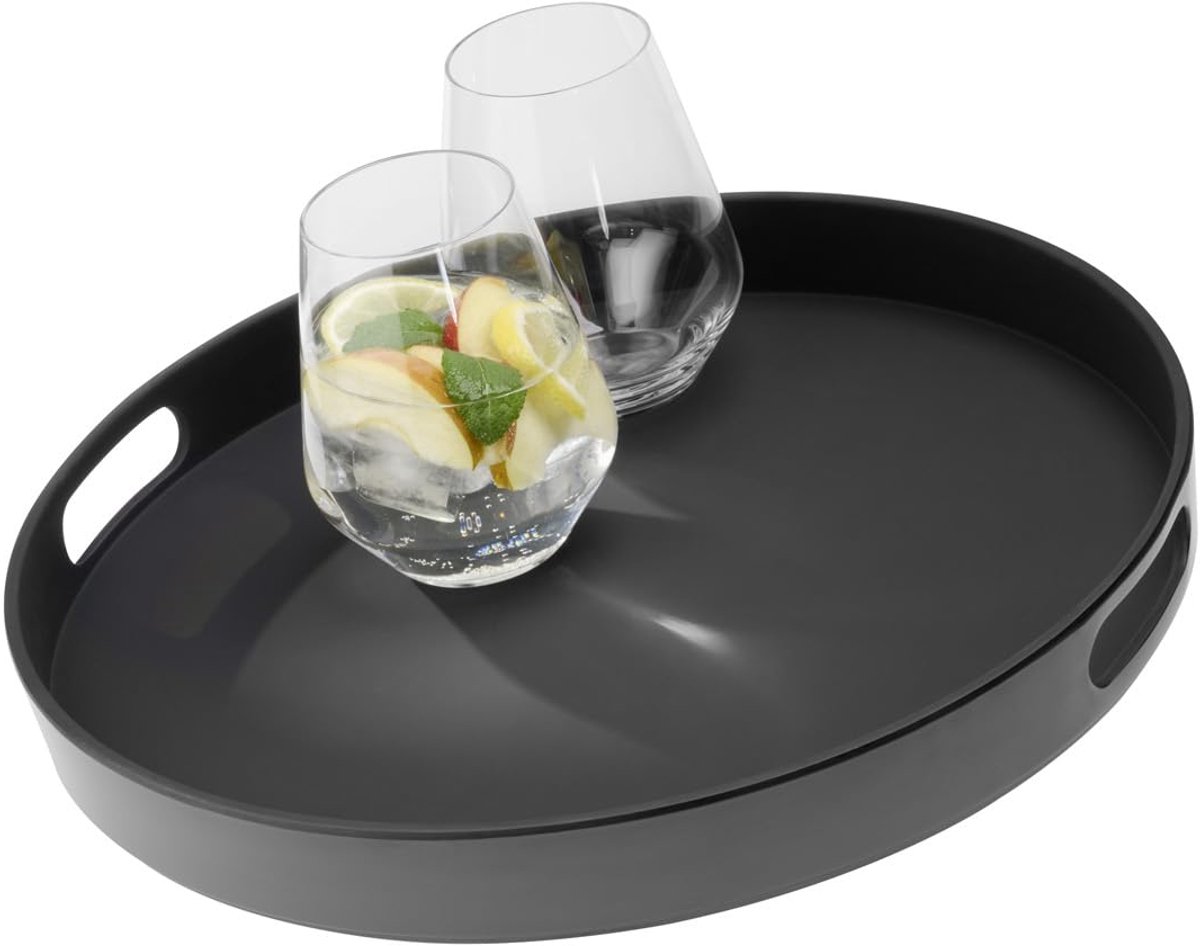 Melamine dienblad bistro - ø35 -5 x h4 -5 cm - Zwart