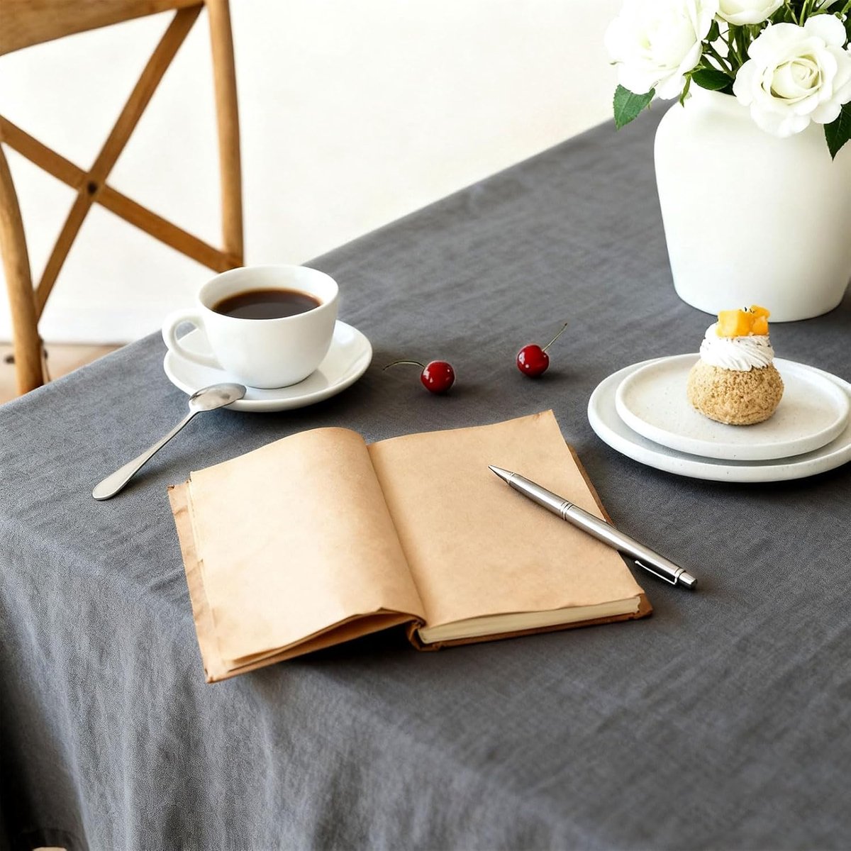Tafelkleed linnenlook - Keukentextiel - Tafel decoreren - Waterafstotend - 140 x 180 cm - Grijs
