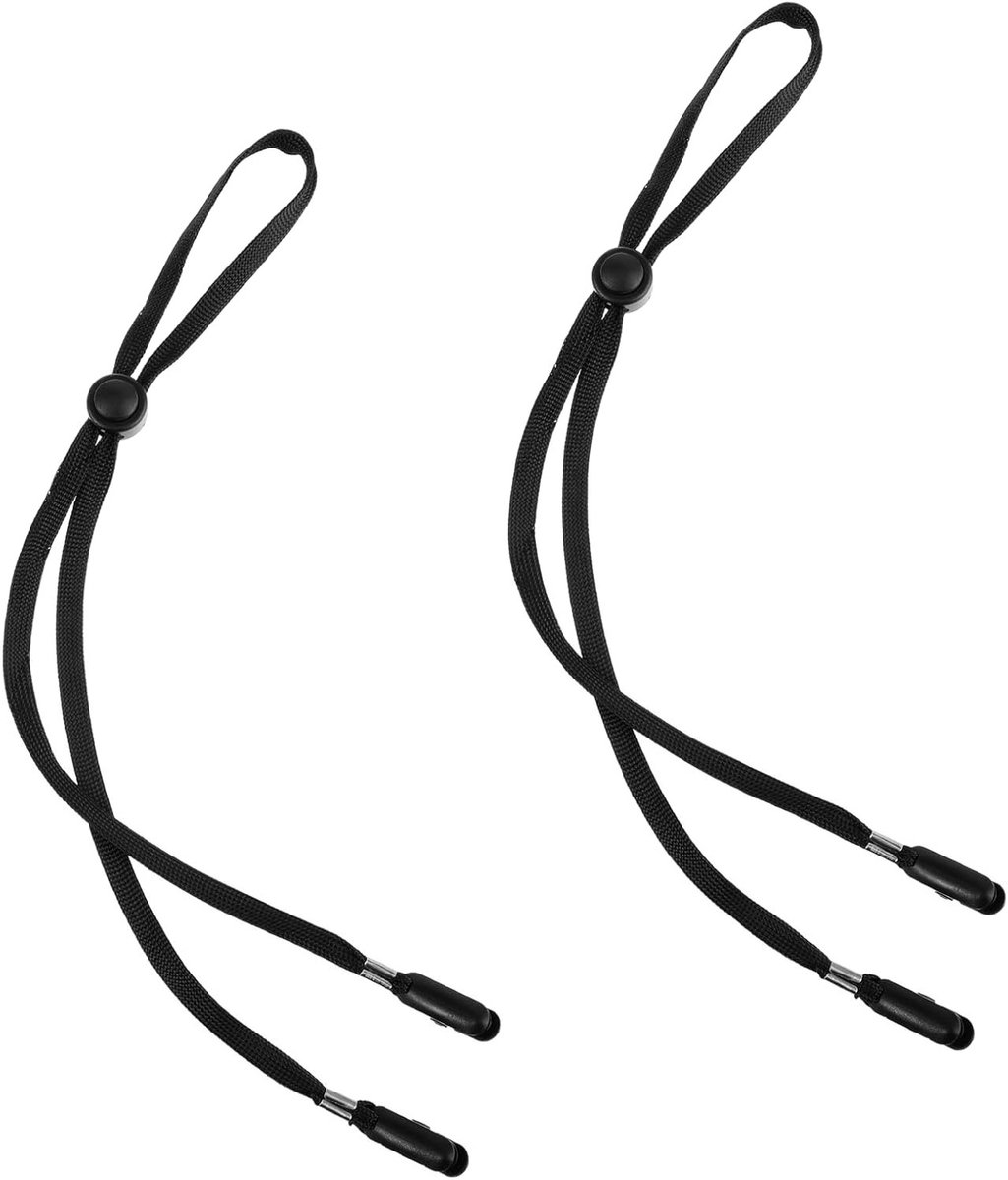 Verstelbare Winddichte Hoofdband Clips voor Hoed - Ideaal voor Reizen, Vissen en Golfen - Inclusief Elastische Straps en Kinnbanden (39cm, Zwart)
