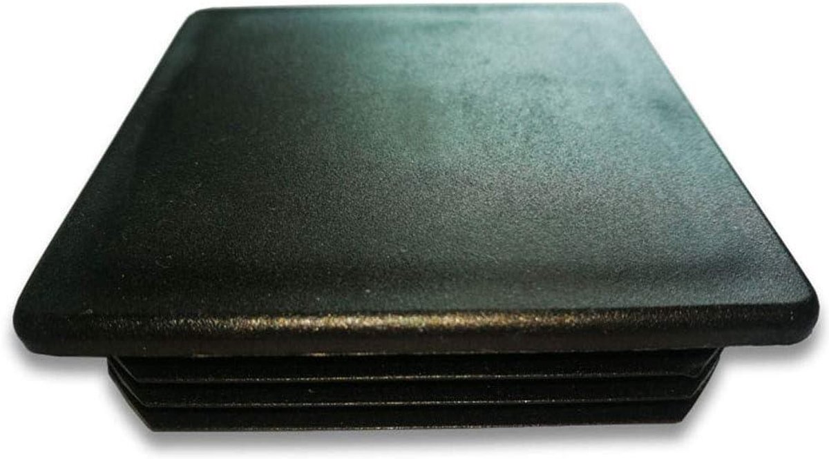 Plastic Vierkante Doppen - Insteekdoppen Eindkappen - Meubels Beschermen - Flexibele Ribbels - 75mm x 75mm - Zwart