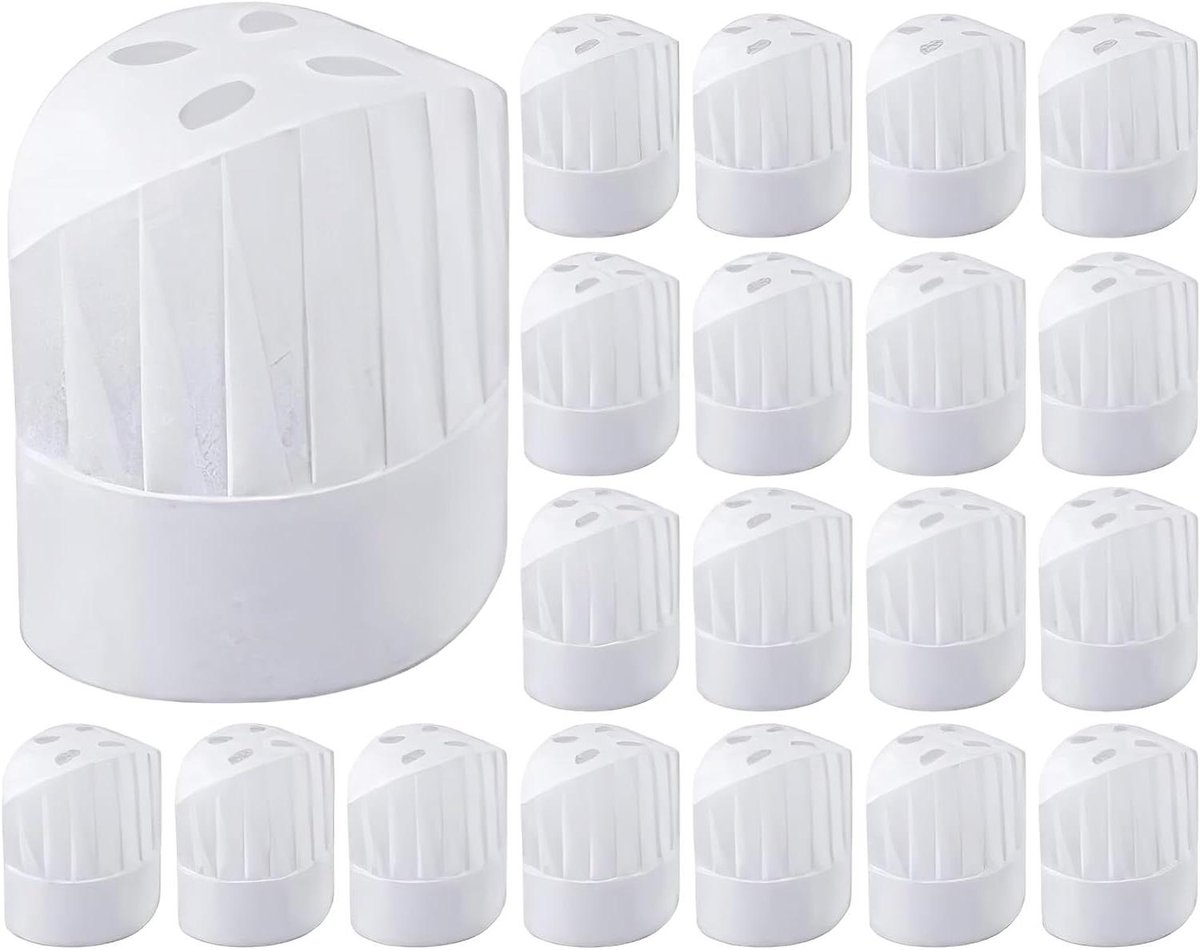 Wegwerp Koks Hoeden - Koksmutsen Set - Hygiënisch Werken - Verstelbaar Design - 20 Stuks - Wit