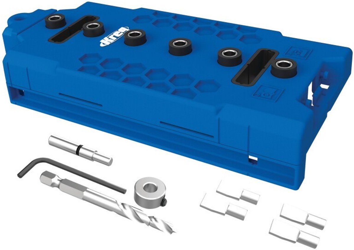 Kreg Shelf Pin Jig / Boormal met 5 mm boor - boor makkelijk snel 5 mm gatenrijen met 32 mm afstand, 8-delig