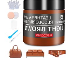 Leer Opkleurbalsem - Leer Reparatiekit - Leer Herstellen - Diepe Kleurherstel - 240g - Lichtbruin