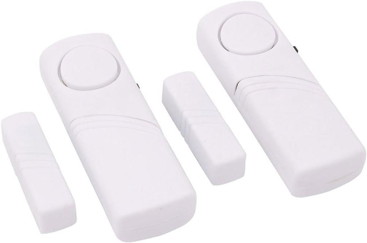 Deur Raamcontact Alarm - Magnetische Reed Schakelaar - Huis Beveiligen - Draadloze Installatie - 2 stuks - Wit