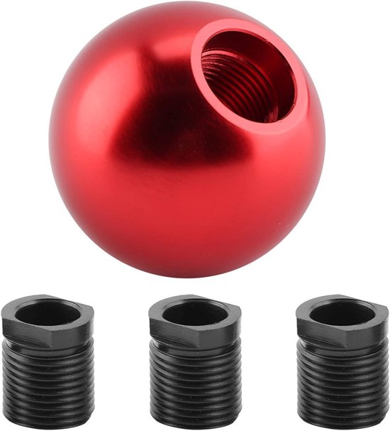 Handmatige Versnellingspookknop - Schakelknop Auto - Interieur Verbeteren - Universele Pasvorm - 3 Adapters - Rood — afbeelding 2
